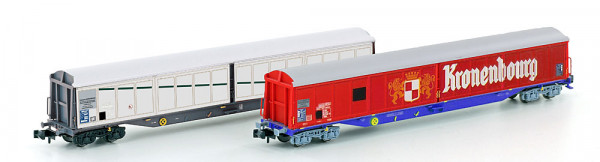 Hobbytrain H23442 - SNCF Set Schiebewandwagen Habis 2-teilig Ep.4, hellgrau + Kronenbourg