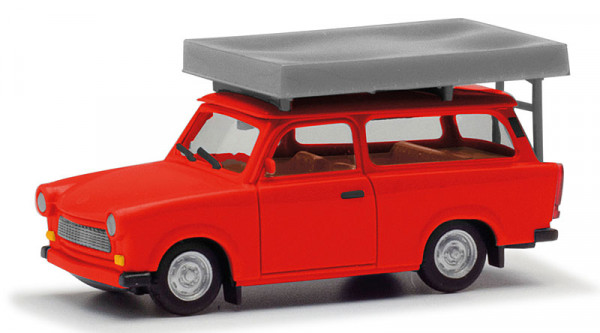 Herpa 024181-004 - Trabant 601 Universal, knallrot mit Dachzelt