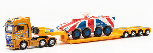 Herpa 316439 - MAN TGX GX 6x2 Tieflade-Sattelzug mit GTK Boxer England "Spedition Steinle"