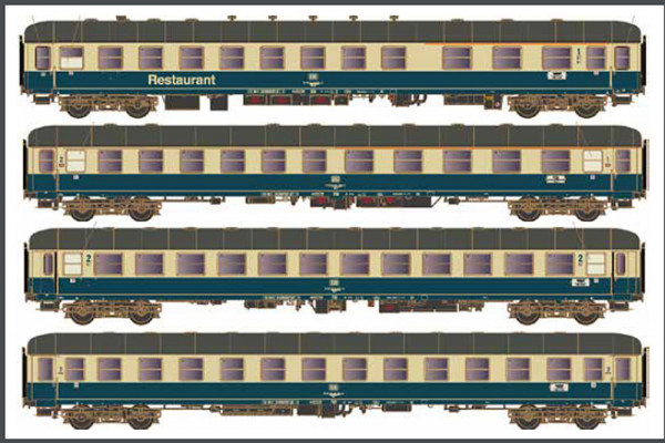 Hobbytrain H43053 - DB Set 4-teilig Reisezugwagen "D351 Transitzug" Ep.4, Wechselstrom Teil 2
