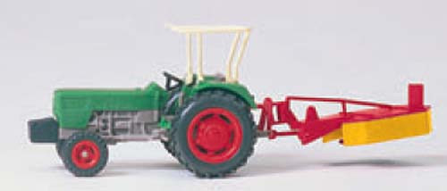 Preiser 17930 - Ackerschlepper Traktor Deutz D 6206 mit Überrollbügel und Kreiselmäher, Bausatz aus