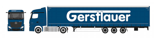 Herpa 962544 - Mercedes-Benz Actros ´18 Streamspace Jumbogardinenplanen-Sattelzug 15m "Gerstlauer" (