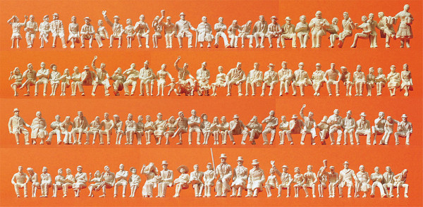 Preiser 16328 - Sitzende Personen 120 unbemalte Miniaturfiguren Bausatz Materialfarbe weiß