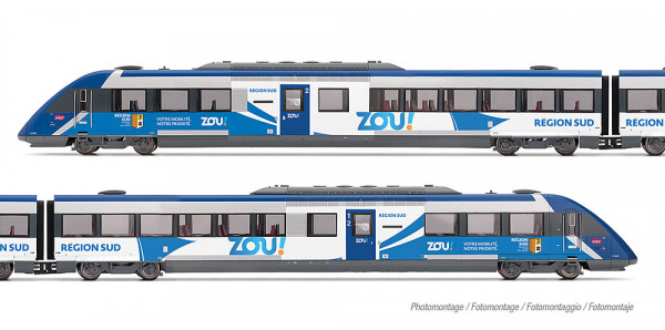 Jouef HJ2482S - SNCF, 2-tlg. Dieseltriebwagen X 72500 „PACA ZOU”, mit Multiprotokoll-Sounddecoder