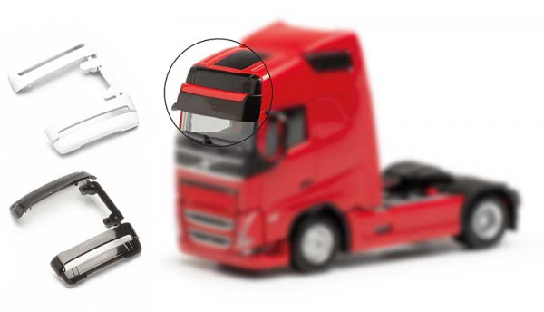 Herpa 054492 - Zubehör Sonnenblende groß Volvo FH Gl. XL 2020, 4xschwarz/4xweiß