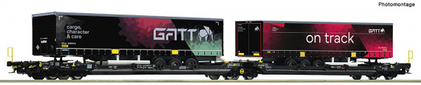 Roco 6600170 - SBB TX-Logistik Doppeltaschen-Gelenkwagen T3000e Ep. 6, 2x Auflieger "GATT"