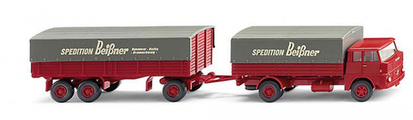 Wiking 041203 - Henschel HS14/16 Pritschenhängerzug "Beißner"