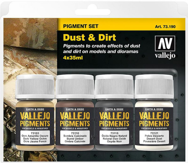 Vallejo 773190 - Pigment-Set "Staub und Schmutz", 4x 35ml