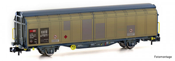 Hobbytrain H24672 - Schiebewandwagen Hbbillns SBB, Ep.VI, gealtert
