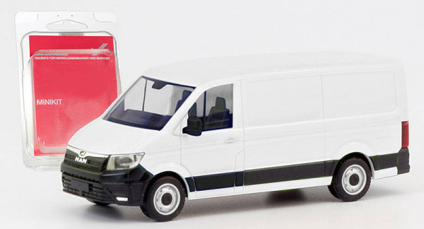 Herpa 013857 - Minikit MAN TGE Kasten Flachdach, weiß