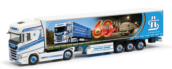 Herpa 317306 - Scania CS20 HD Gardinenplanen-Sattelzug „Spedition Höhner/60 Jahre“