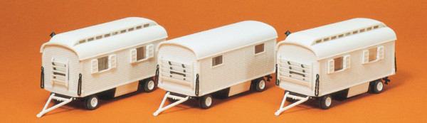 Preiser 20005 - Wohnwagen neutral weiß, 3 Stück, Bausatz