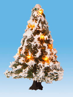 Noch 22110 - Beleuchteter Weihnachtsbaum mit 10 LEDs, verschneit, 5 cm hoch