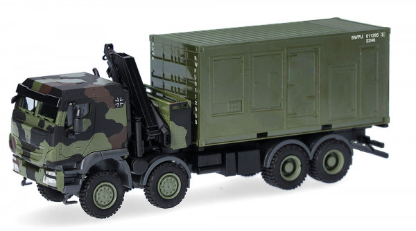 Herpa 747288-002 - Iveco Trakker 8x8 LKW mit Kran 20 ft. Container "Bundeswehr"