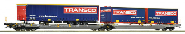 Roco 6600113 - SBB Hupac Doppeltaschen-Gelenkwagen T3000e Ep. 5-6, 2x Auflieger "Transco"