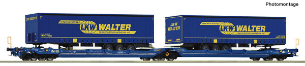 Roco 6600482 - VTG Doppeltaschen-Tragwagen T3000 VTG + LKW-Walter E6