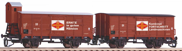 Piko 47033 - DR Set gedeckte Güterwagen G02 2-teilig Ep.3, "Fortschritt", jeweils 1x mit und 1x ohne