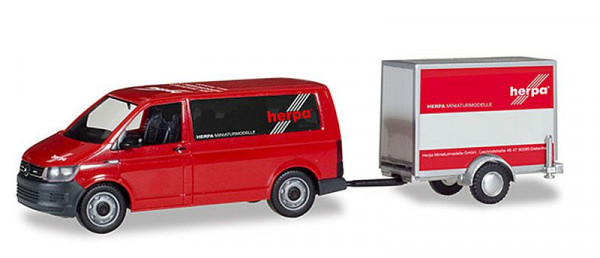 Herpa 094290 - VW T6 Bus mit Kofferanhänger "Herpa" Anhänger von VK-Modelle