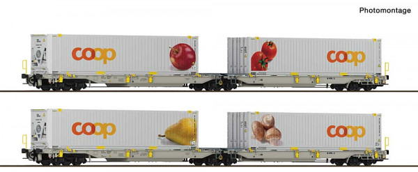 Roco 6600322 - EINSTELLER 2er Set Doppeltaschenwagen T2000 + Coop #1 E6