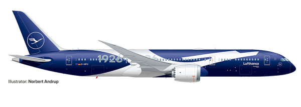 Herpa 538947 - Lufthansa Boeing 787-9 Dreamliner "100 Jahre"