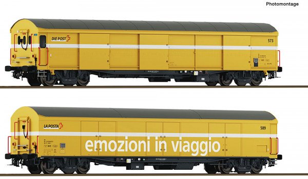Roco 6600243 - EINSTELLER 2er Set Postwagen Post gelb E6