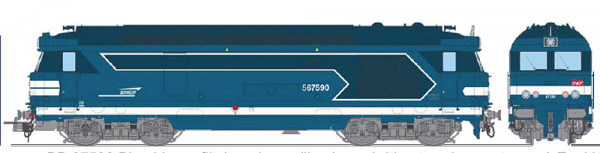 REE MB-250 - SNCF Diesellok Reihe BB67400 blau Logos Casquette/Carmillon Ep.5-6, ohne Depotnamen