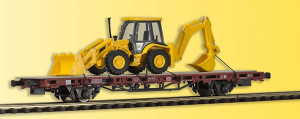 Kibri 26260 - DB Flachwagen Kls442 Ep.5, beladen mit Baggerlader JCB 4CX 4x4x4 Fertigmodell