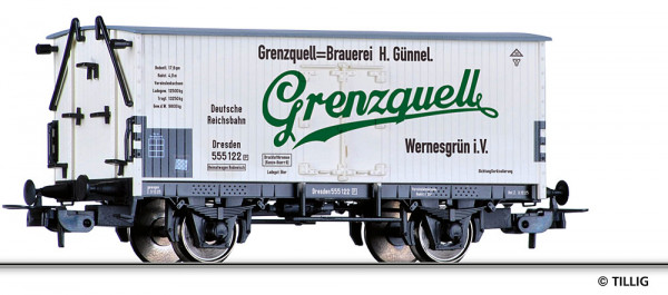 Tillig 77069 - DRG Kühlwagen Ep. 2, "Brauerei Grenzquell"