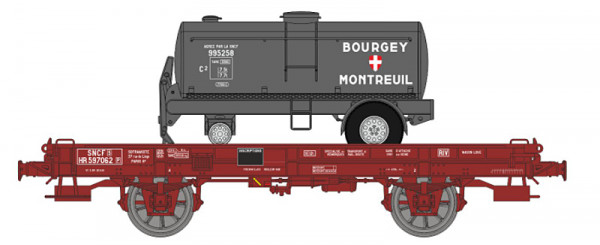 REE WB-645 - SNCF Flachwagen UFR Mono-Porteur Ep.3, Speichenräder, beladen