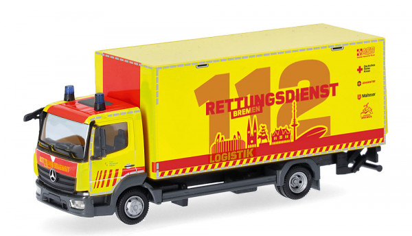 Herpa 099448 - Mercedes-Benz Atego 13 Koffer-LKW mit Ladebordwand "Rettungsdienst Feuerwehr Bremen/L