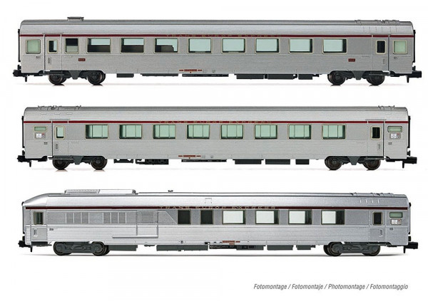 Arnold HN4501 - SNCF, 3-tlg. Set TEE-Wagen „Mistral“, Nizza - Paris, bestehend aus 1 x Arux + 1 x A8