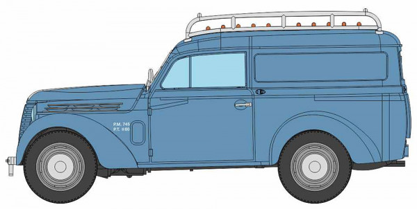 REE CB-208 - Renault Juvaquatre Kasten blau mit Dachgepäckträger