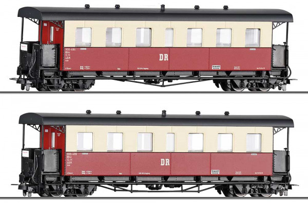Tillig 13995 - DR Set 2-teilig Personenwagen KB4i beige/rot Ep.4