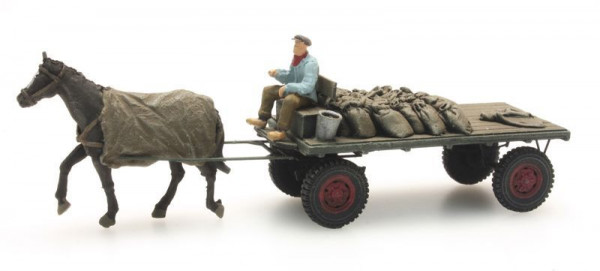 Artitec 387.276 - Kohlenwagen mit Pferd, Fertigmodell aus Resin, lackiert