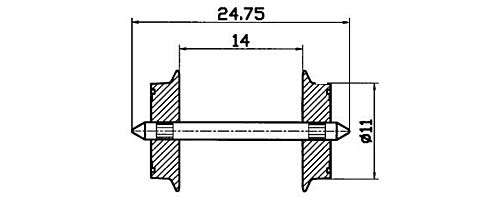 Roco 40196 - Wechselstromradsatz Achslänge 24,75 mm Ø 11 mm Inhalt 2 Stück / Packung