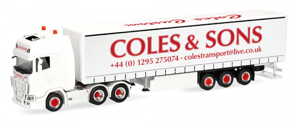 Herpa 321815 Scania CS 20 Hochdach Gardinenplanen-Sattelzug "Coles & Sons" (GB)