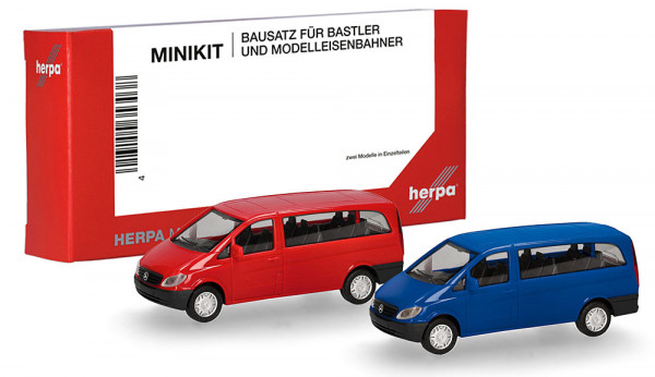 Herpa 014236 - MiniKit: Mercedes-Benz Vito Bus (W639 facelift / 2010), weiß und rot (2 Stück)