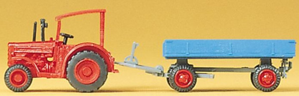 Preiser 79502 - Hanomag-Schlepper mit Anhänger, Fertigmodell