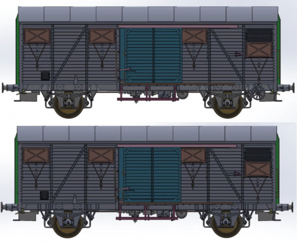 Exacttrain 20924 - SNCF Set 2-teilig gedeckte Güterwagen Gs mit französischen Lager und französische