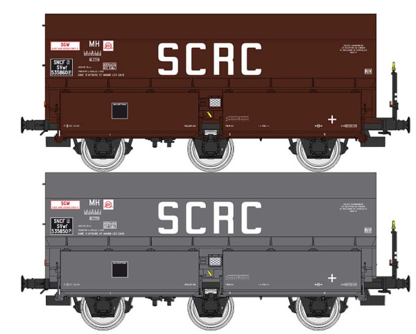 REE WB-960 - SNCF Set 2-teilig Selbstentladewagen MH45 Ep.3, "SCRC", Koksladung