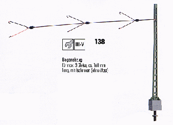 Sommerfeldt 138 - Bogenabzug für max. 3 Gleise, ca 160mm lang, mit Isolatoren, ohne Mast
