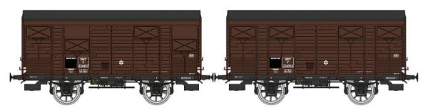 REE WB-739 - SNCF Set 2-teilig gedeckte Güterwagen 20T braun Ep.3b