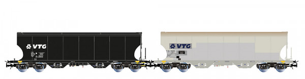Rivarossi HR6689 - D-VTG, 2-tlg. Set 4-achs. Getreidesilowagen mit runden Seitenwänden, schwarze und
