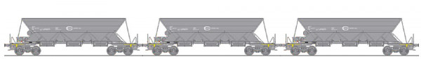REE WB-ECR-1 - SNCF Set 3-teilig Selbstentladewagen EX Typ 1 grau Ep.6, "ECR"