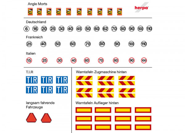 Herpa 054829 - Zubehör Aufkleberbogen mit diversen Schildern (10 Bögen)