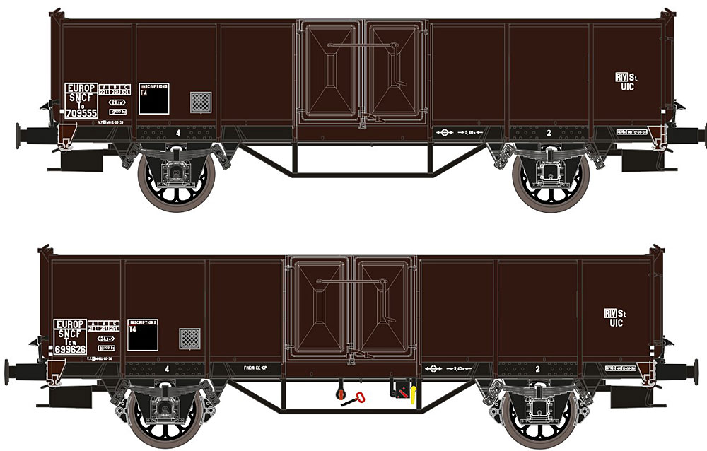 Exacttrain 23957 - 2er-Set SNCF UIC II Braun TOW mit Diskus Räder und ...