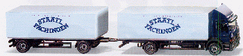 Wiking 056103 - MB Atego Getränkekoffer Hängerzug "Staatl. Fachingen"
