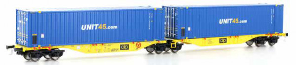 Mehano 28402 - PKP Doppel-Containertragwagen Sggmrss´90 "Clip" Ep. 6, 2x 45`Container UNIT45
