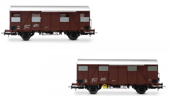Rivarossi HR6645 - FS Set 2-teilig gedeckze Güterwagen Gs Ep. 4, einer davon mit Schlußleuchten