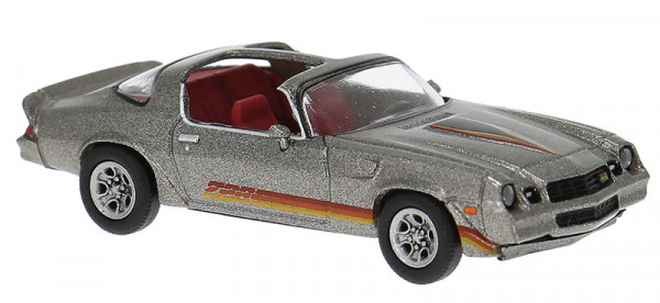 Brekina 18055 - Chevrolet Camaro Z28 grau mit roten/orangenen Streifen Targa offen 1980